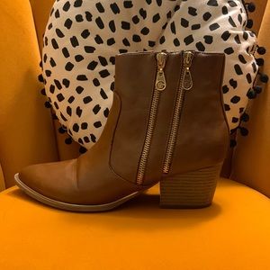 Brown, Pointed Toe Booties